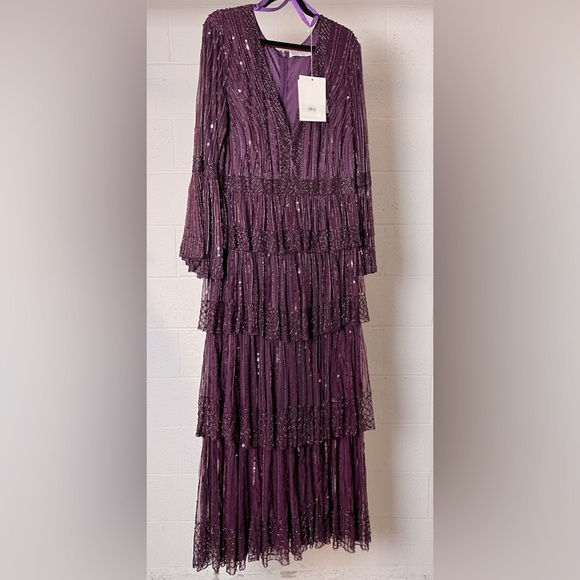 Mac Duggal Purple Long Sleeve Dress - Picture 2 of 15